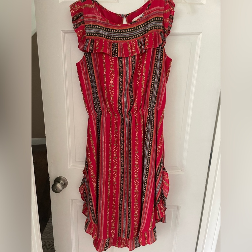 Red fiesta style LOFT cap sleeve dress